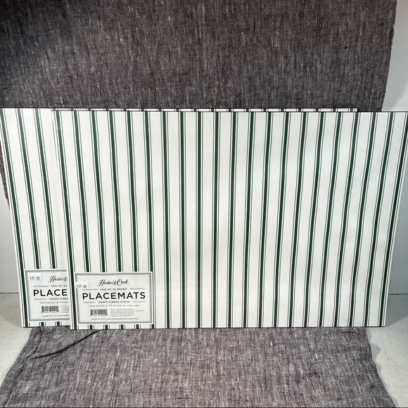 Hester & Cook green ribbon placemats 2 packs - Picture 2 of 2